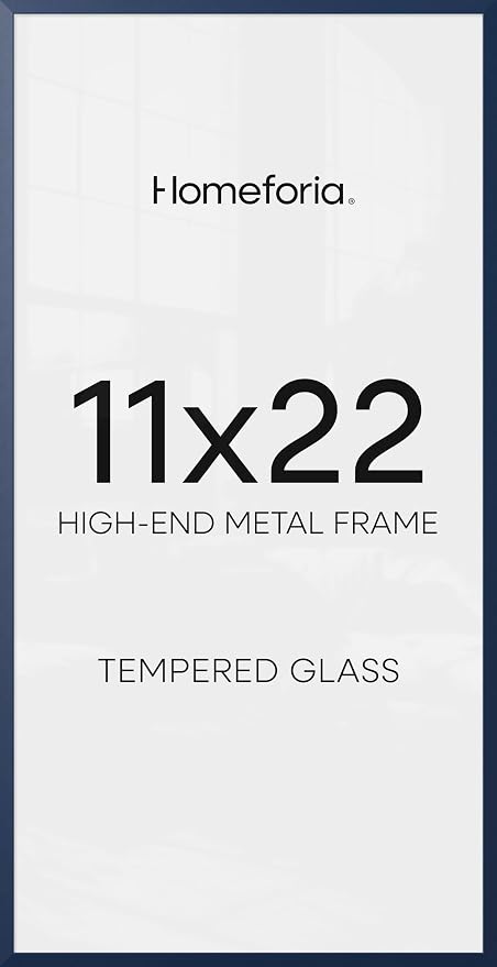 Homeforia 11x22 Blue Newspaper Picture Frame, High-End Metal, Glass