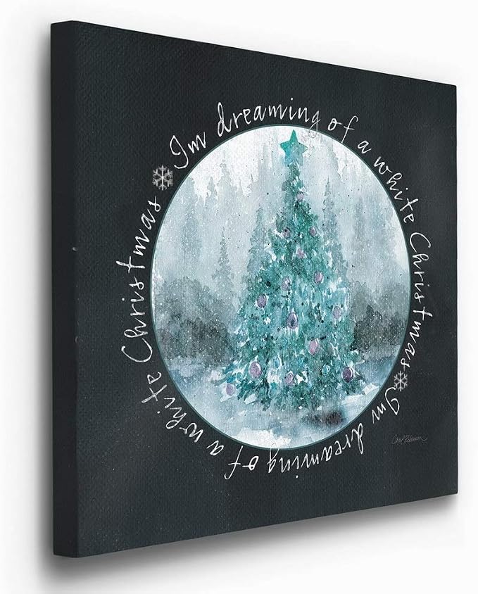 Renditions Gallery Canvas Wall Art for Christmas Decor White Snowy Christmas Dream Abstract Artwork for Bedroom Home Kitchen Wall Decorations - 32"X32" LT05