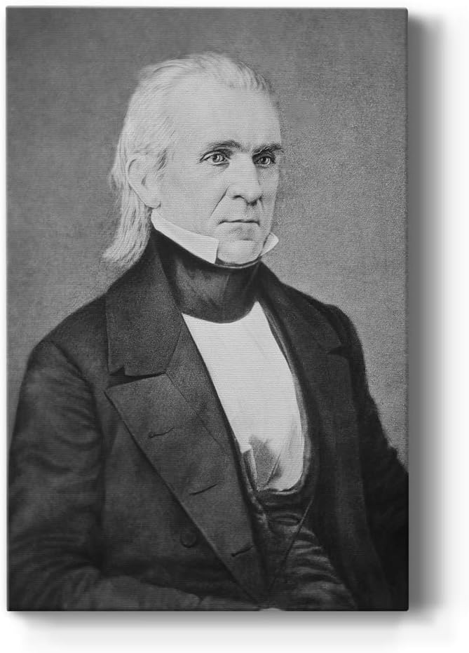 Renditions Gallery James K. Polk Presidental Portrait Wall Art, Premium Gallery Wrapped Canvas Decor, Ready to Hang, 18 in H x 12 in W, Made in America Print
