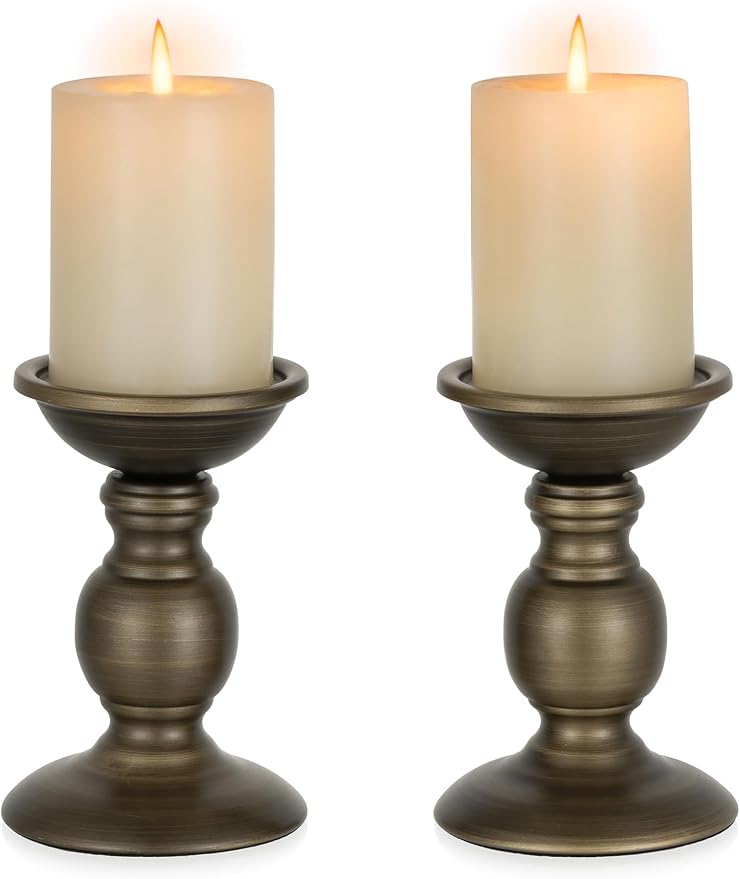 NUPTIO Bronze Candle Holder for Pillars: Candle Stand for 3 inches Candles