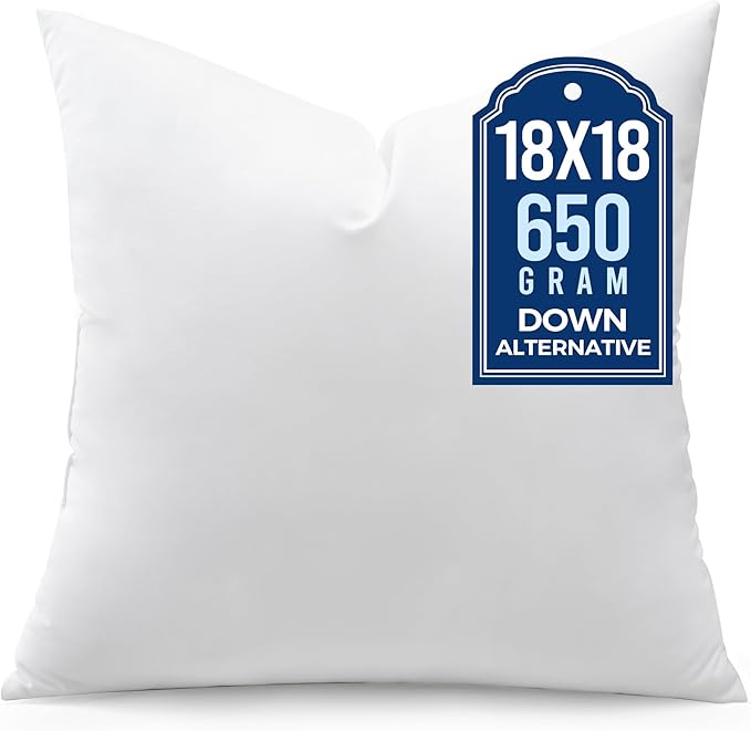 puredown® 18x18 Pillow Inserts, Pack of 1, Fluffy Soft Square Form Sham Stuffer, Decorative Throw Pillows for Couch, Sofa, Bed and Home Decor
