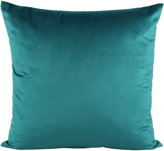 VAKADO Teal Decor Throw Pillow Covers Soft Solid Square Velvet Decorative Couch Cushion Covers Cozy Pillow Cases Home Decoration for Patio Sofa Bedroom Office Car 18x18 Set of 2