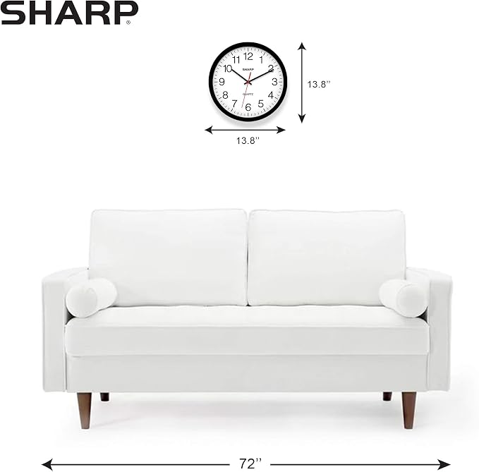 Sharp Wall Clock – Black, Silent Non Ticking 14 Inch Quality Quartz Battery Operated Round Easy to Read Home/Kitchen/Office/Classroom/School Clocks, Sweep Movement (Pack of 2)