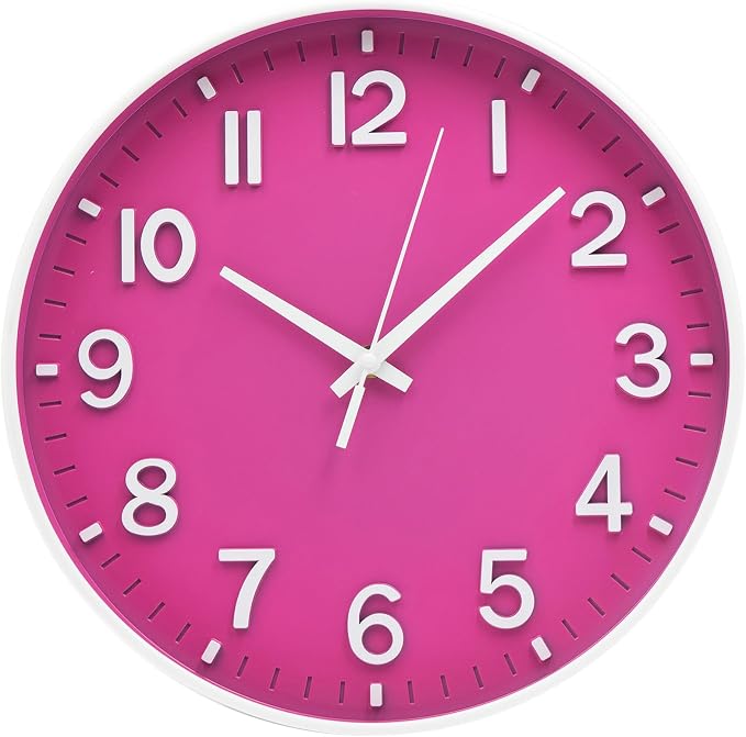 HZDHCLH 12 Inch Silent Wall Clock Battery Operated Non Ticking Rose Red | Rose Red Modern Wall Clock for Living Room Bedroom Kitchen Office Decor