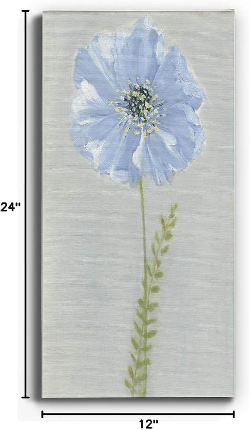 Renditions Gallery Canvas Floral Wall Art Modern Paintings & Prints Decor Premium Jardin Bleu Abstract Glam Romantic Botanical Wall Hanging for Bedroom Office Kitchen - 12"x24" LT43
