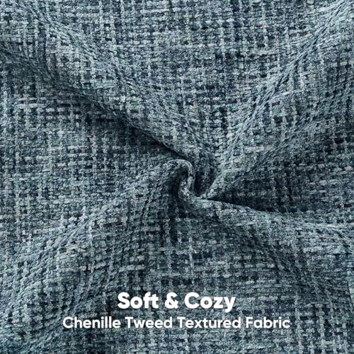 HAUSSY Pack of 2 Chenille Tweed Throw Pillow Covers 26x26 Inch, Navy Blue