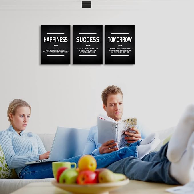 KAWAHONE Motivational Success Quotes Wall Art, Positive Entrepreneur Tomorrow Poster Inspirational Happiness Relaxing Wall Hanging Picture Decor for Home Office Workplace Gift for Business Leadership