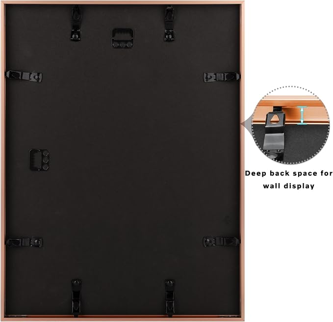 Frametory 12x16 Rose Gold Aluminum Metal Picture Frame Mat for 11x14 Glass