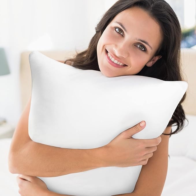 24 x 24 Outdoor Throw Pillow Inserts Set of 2 Waterproof Square Premium Decorative Couch Pillow Stuffers Form Large White Sofa Cushions Indoor