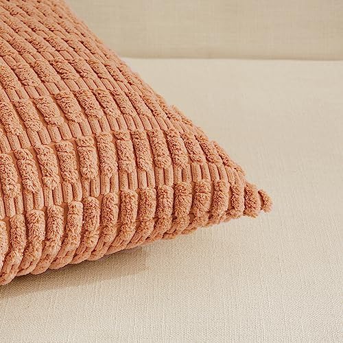 Fancy Homi 4 Packs Decorative Throw Pillow Covers for Living Room Couch Bed, Modern Farmhouse Boho Home Décor Accent Cushion Case, 26" x 26", Peach