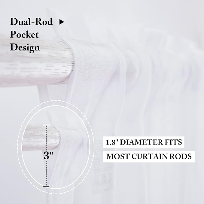 MIULEE White Sheer Kitchen Curtains 36 Inch Length Linen Textured Half Window Curtains for Bathroom Cafe, Rod Pocket Short Curtain Tiers Light Filtering Drapes 2 Panels 29 x 36 Inches Long