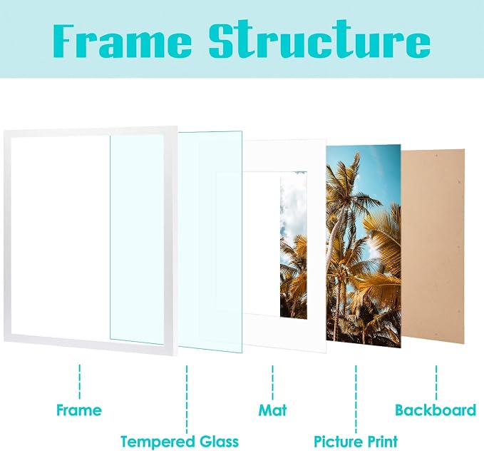 Frametory 2 Pack 16x20 White Picture Frame with Real Glass Mat for 11x14