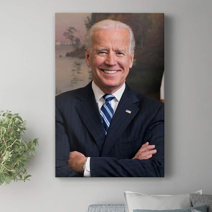 Renditions Gallery Joe Biden Presidental Portrait Wall Art, Premium Gallery Wrapped Canvas Decor, Ready to Hang, 12 in H x 8 in W, Made in America Print