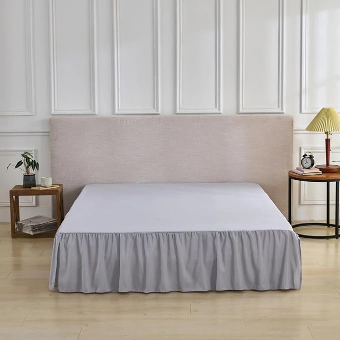 Bed Skirt Full Size Ruffled Bed Skirt, 18'' Full Dust Ruffle Bed Skirts | With Split Corners, Dust Ruffle with Platform, Microfiber, Breathable, Soft, Easy Fit, Silver Gray