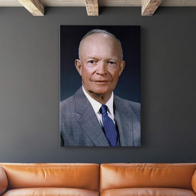 Renditions Gallery Dwight D. Eisenhower Presidental Portrait Wall Art, Premium Gallery Wrapped Canvas Decor, Ready to Hang, 18 in H x 12 in W, Made in America Print