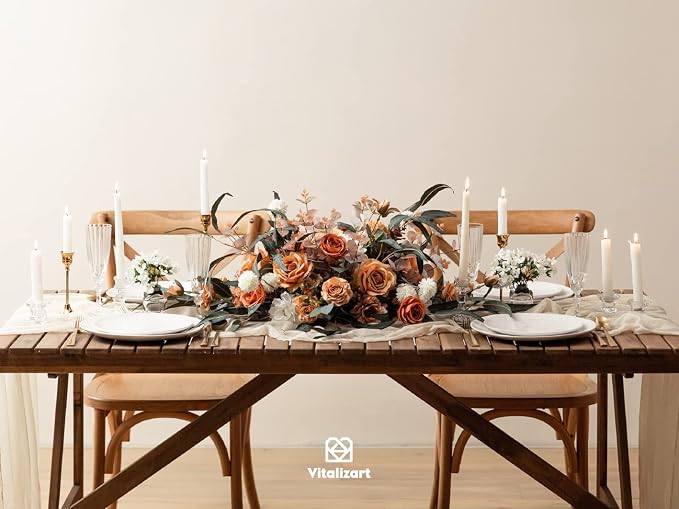 Vitalizart Cheesecloth Table Runner Ivory White 10ft Gauze Boho Rustic | 120 Inches Long Soft Durable Cheese Cloth Table Runner for Wedding Baby Shower Fall Thanskgiving Decoration