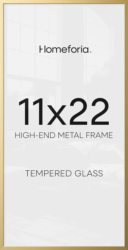 Homeforia 11x22 Gold Newspaper Picture Frame, High-End Metal, Glass