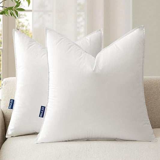 MIULEE 18x18 Throw Pillow Inserts,Set of 2 Decorative Pillow Inserts | Soft Cotton Cover,Fluffy and Cozy, Indoor Rectangle Sofa Couch Pillow Inserts, White