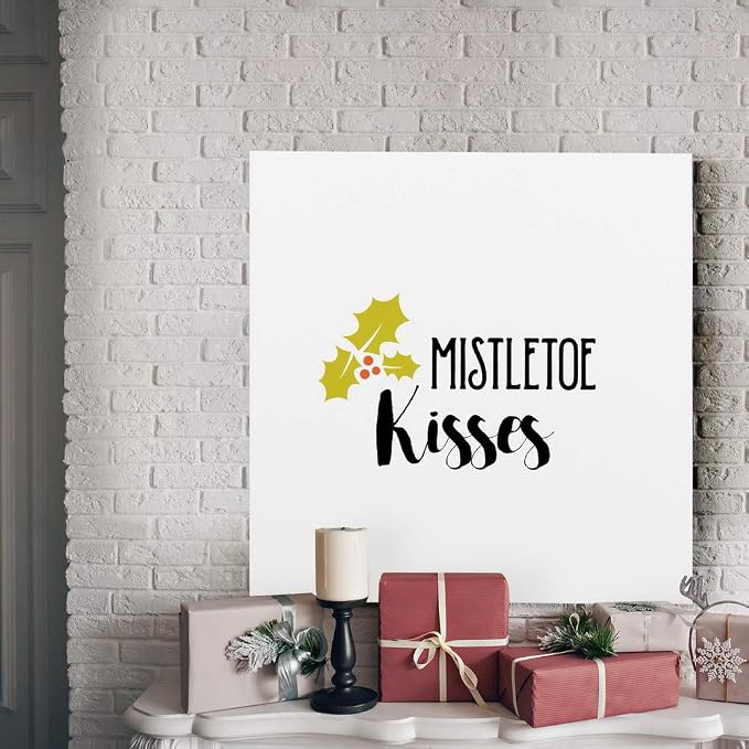 Renditions Gallery Canvas Wall Art for Christmas Decorations Mistletoe Kisses Xmas Romantic Wall Hangings for Bedroom Living Room & Kitchen Decor - 40"X40" LT05