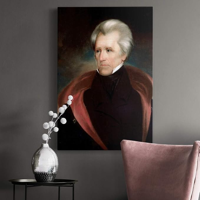 Renditions Gallery Andrew Jackson Presidental Portrait Wall Art, Premium Gallery Wrapped Canvas Decor, Ready to Hang, 36 in H x 24 in W, Made in America Print Artwork