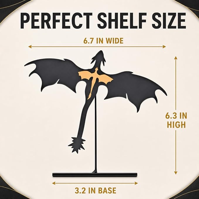 YUKEI Metal Dragon Bookshelf Decor, 6.7-Inch Fantasy Shelf Accent
