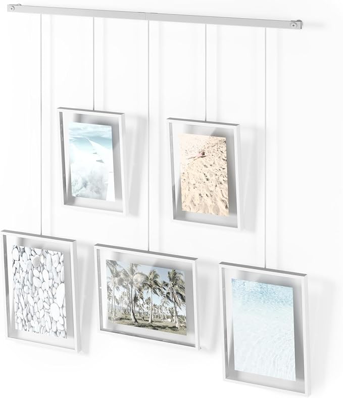 Umbra Exhibit Picture Frame Gallery Set Holds Five Photos, White