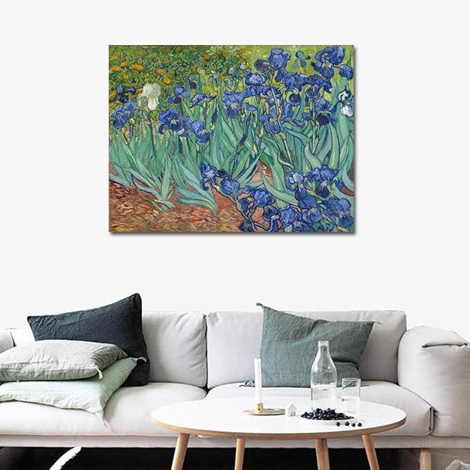 Wieco Art Irises Extra Large Modern Gallery Wrapped Floral Giclee Canvas Prints By Van Gogh Famous Flowers Oil Paintings Reproduction Artwork Pictures on Canvas Wall Art