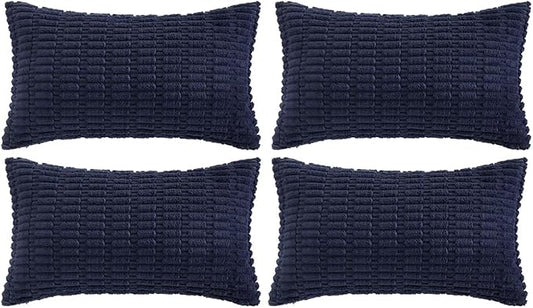 Fancy Homi 4 Packs Decorative Throw Pillow Covers for Living Room Couch Bed, Modern Farmhouse Boho Home Décor Accent Cushion Case, 24" x 16", Navy Blue