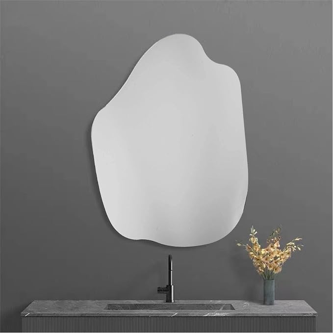 Irregular Wall Mirror Set Frameless Glass Mirror Modern Decorative Mirror for Bedroom Living Room Dressing Table Entryway Space Saving(33x40cm A)