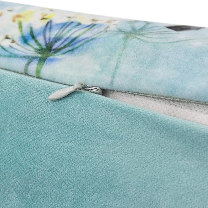 JWH Love Birds Throw Pillow Cover, Blue Green, 14x20 Inch | Velvet, Hummingbirds Flowers Print, Decorative Couch Bed Bedroom Car Chair Accent Pops