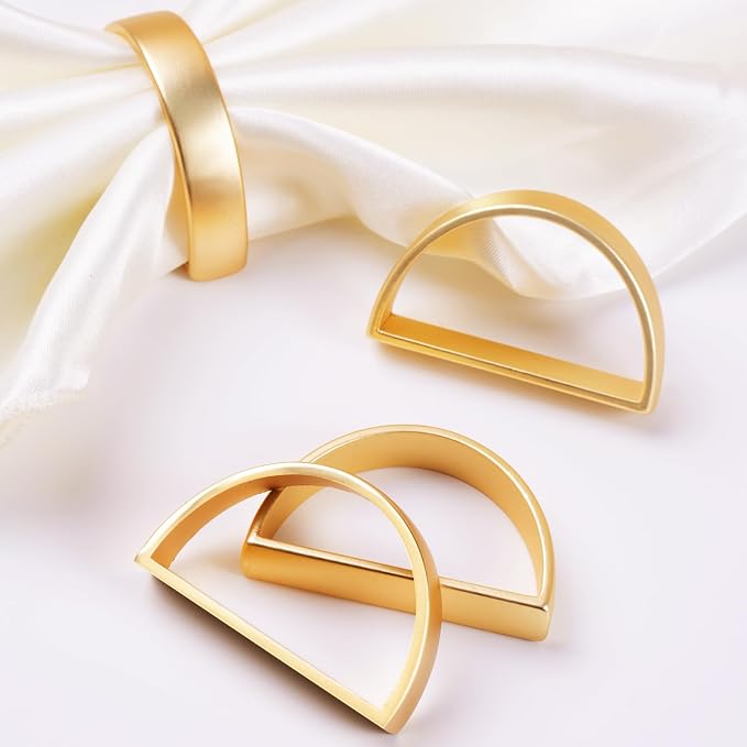 APTWOW Gold Napkin Rings Set of 200, Thanksgiving Christmas Table Decor | Semicircle, Metal, Gold Napkin Rings Bulk, Fall Napkin Rings for Dinner Table Decor, Wedding, Banquet, Valentines Day