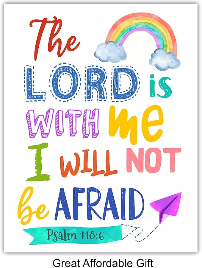 Bible Verse Wall Art - Scripture Wall Art - Christian Artwork for Kids, Boys, Girls Bedroom - Religious Gifts for Kids - Aesthetic Collage Kit - God Decor - Positive Inspirational Quotes