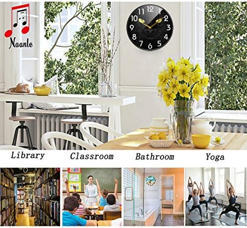 Naanle Black Cat Looking Camera Round Wall Clock, 9.5 Inch Silent Battery Operated Quartz Analog Quiet Desk Clock for Home,Office,School