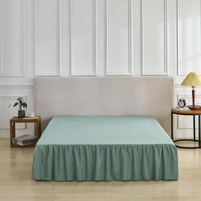 Bed Skirt Queen Size Ruffled Bed Skirt, 16'' Queen Dust Ruffle Bed Skirts | With Split Corners, Dust Ruffle with Platform, Microfiber, Breathable, Soft, Easy Fit, Sage Green