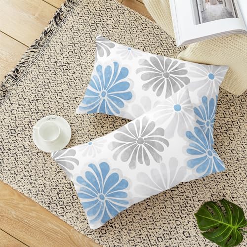 CaliTime Decorative Couch Throw Pillow Covers, 20 X 12 Inches, Blue Grey