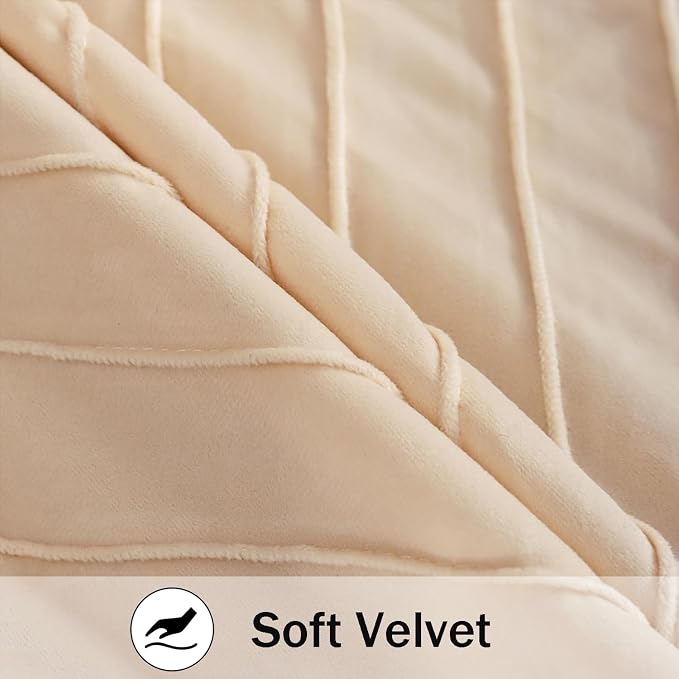 Velvet Throw Pillow Covers 26x26 inch Pack of 2 Gold Decor Cream