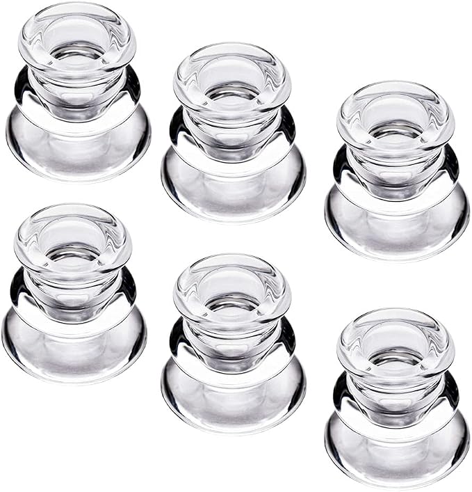 Clear Glass Taper Candle Holders Set of 6 | Candlestick for Wedding Decoration and Dinning
