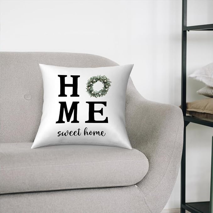 Fokongna Sweet Home Floral Pillowcase 18 x 18 Inches, Cottagecore Wildflower Botanical Decorative Lumbar Pillow Covers, for Home Sofa Couch Porch Patio Bedroom Pillowcase