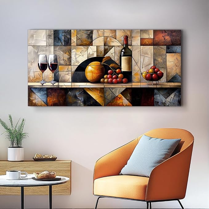 QIYILEXWART Large Wall Decor For Living Room Canvas Wall Art For Kitchen Modern Wall Decorations For Bedroom Wine Glass Landscape Painting Farmhouse Pictures Artwork Room Home Decor 24x48 In