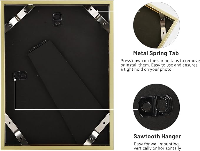 Frametory 2 Pack 6x8 Aluminum Frame with Mat for 5x7 Photo, Gold