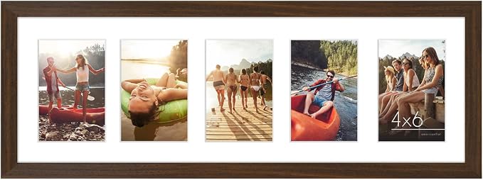 Americanflat 4x6 Collage Picture Frame - Fits 5 - Engineered Wood - Walnut