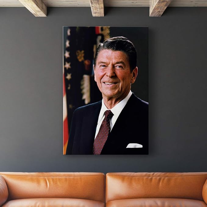 Renditions Gallery Ronald Reagan Presidental Portrait Wall Art, Premium Gallery Wrapped Canvas Decor, Ready to Hang, 12 in H x 8 in W, Made in America Print