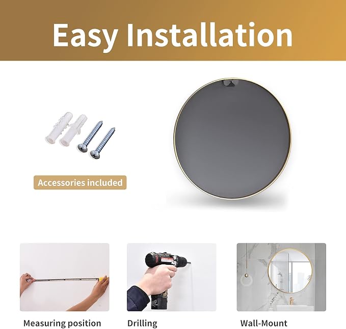 HARRITPURE Round Mirror 19.6" Gold Wall Mounted Circle Mirror with Aluminum Alloy Frame Modern Design for Bathroom, Living Room, Vanity, Bedroom, Entryway