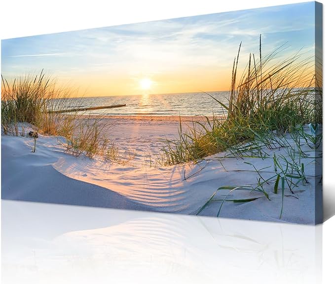 Wapluam Wall Art For Living Room Large Canvas Wall Decor For Bedroom Modern Fashion Office Decorations Ocean Beach Wall Paintings Blue Sea Landscape Pictures Prints Artwork Home Decor mural