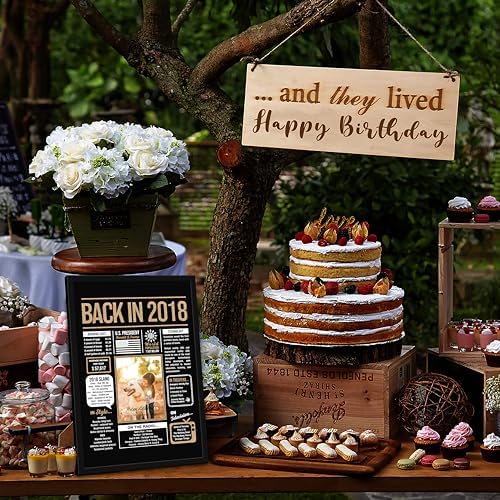 Hexadecor Personalized 7th Birthday Party Decorations Boys, Girls - Custom Gifts Idea For 7 Years Old, Back In The Year You Born Newspaper For 7th Birthday Poster No Frame Black Gold