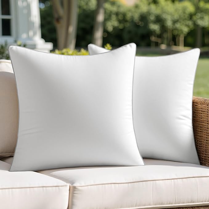 MIULEE Pack of 2 18x18 Outdoor Square Pillow Inserts for Patio Sofa Garden | Waterproof Decorative Throw Pillow Inserts for Patio Sofa Garden Porch Couch