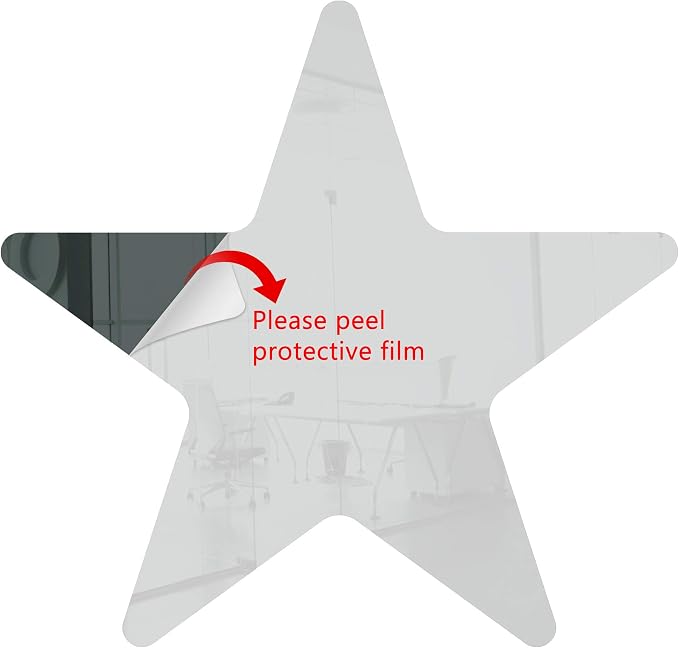 Acrylic Mirror 8" Grey Star Flat DIY Smooth Edge Blank Plexiglass Tiles .118 3MM Thick Rounded Corners Decor Interior Designers Restaurant Dance Studio Photographers Artists by Marketing Holders