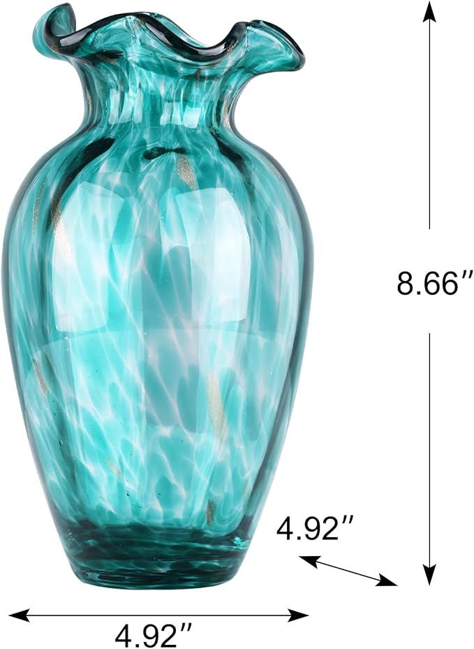Hand-Blown Glass vase, Featuring a Distinctive Wide-Mouth Design. A Modern Glass Art piece Ideal for Centerpiece Floral Arrangements in Living Rooms, Kitchens, Weddings, Dining Tables, and Offices.
