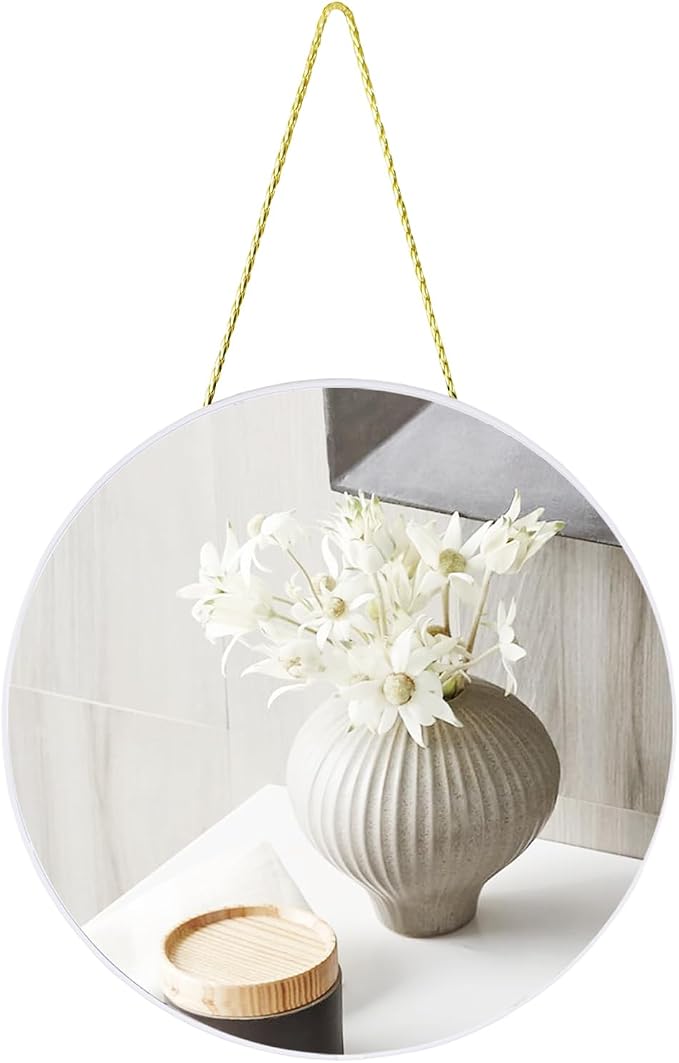 Funerom White Round Mirror 12.6 Inches Circle Mirror Bathroom Mirrors