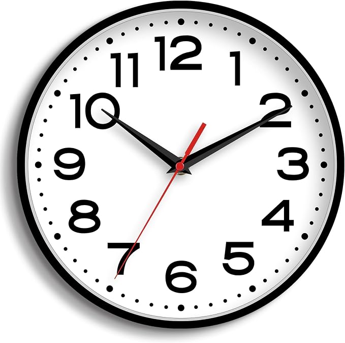 Roymnie 18 Inch Wall Clock, Battery Operated Silent Non Ticking Black | analog wall clock; bold numerals for easy reading; silent non-ticking; 1 AA battery (not included); for classroom